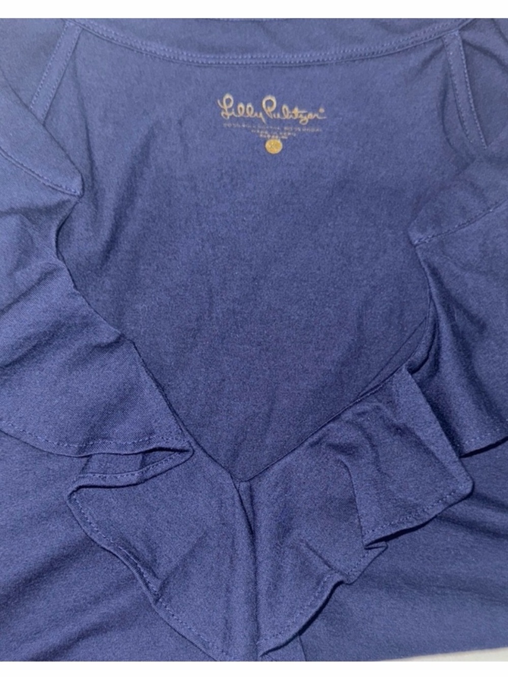 Lily Pulitzer Elegant navy blue Ruffle Sleeveless Top XL new - Picture 3 of 4